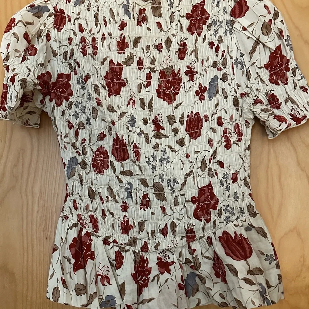 Reformation Cream and Red Floral Blouse - Picture 6 of 7